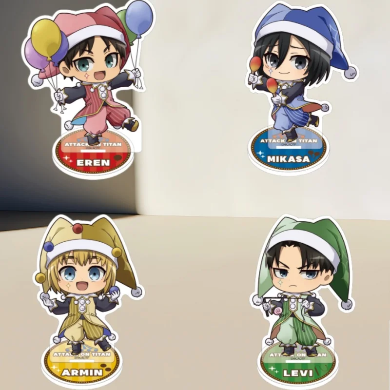 10Cm Acrylic Standees for Attack On Titan Eren Yeager Mikasa Ackerman Q Version Anime Character Peripheral Standing Desktop Gift