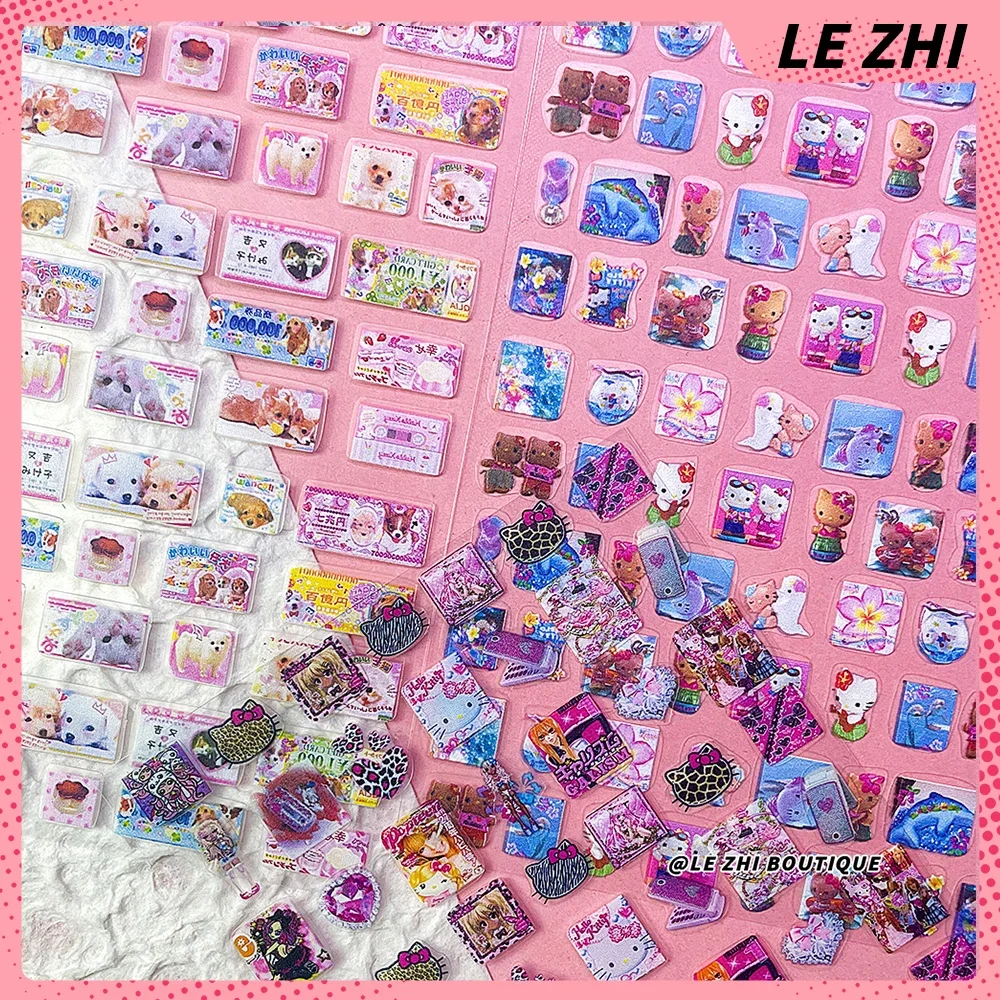 1Pcs Kawaii Hello Kitty Nail Art Sticker Japanese Series Cute Dog Cat Animal Bunny 3D Nail Stickers Decorations Party Sticker