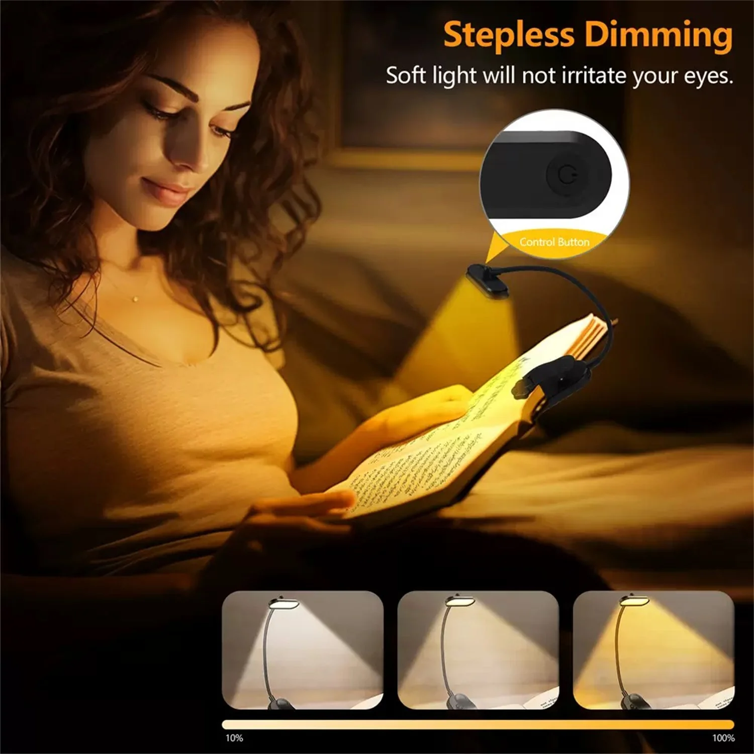 Creative LED Book Clip Light Reading Desk Lamp Eye Protection Light Tri Color Dimming Foldable Night Light USB Charging