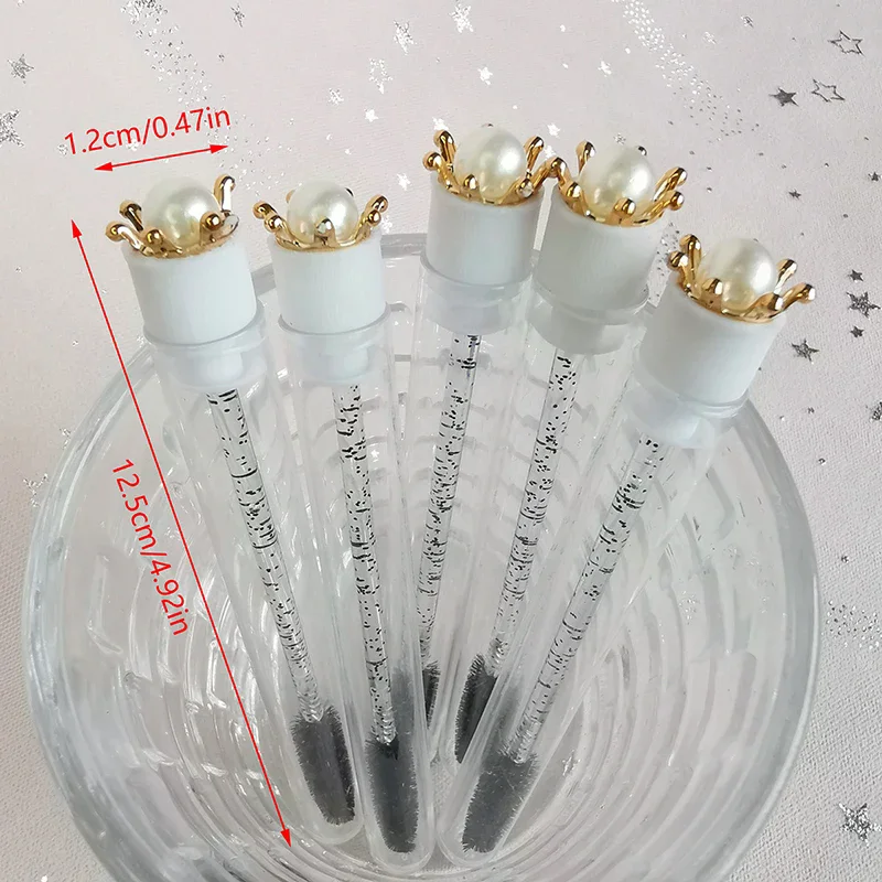 1 個再利用可能なパールクラウンメイクブラシチューブまつげブラシマスカラブラシまつげブラシチューブ