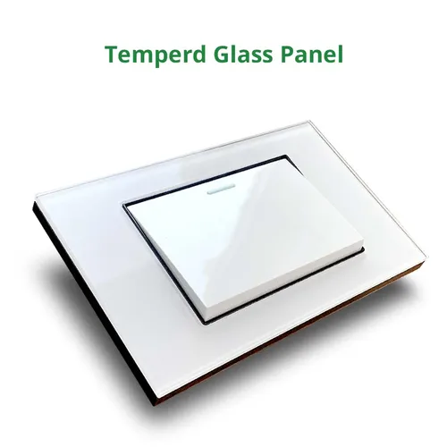 Imagen 2 del producto Wallpad Panel de vidrio templado blanco interruptor de luz de pared UE Reino Unido italiano Chile enchufe botón basculante 118*75mm 16A AC110-250V