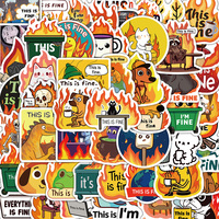 50PCS Cute This is Fine Stickers Skateboard Classic Graffiti Nostalgia Laptop Living Phone Coffee DIY Landscape Wall Bar Sticker