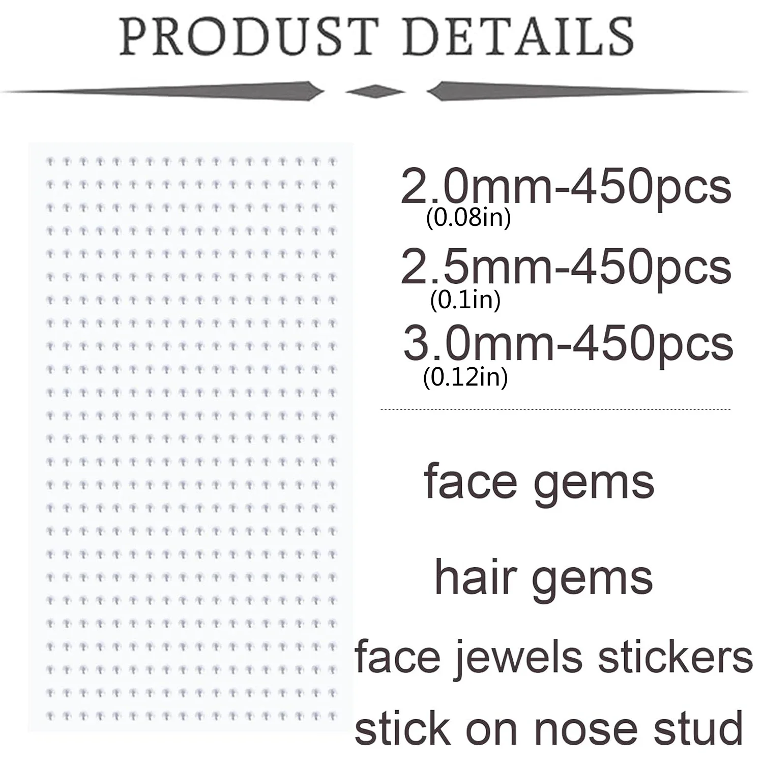 Fake Nose Stud Non Piercing Nose Stud Stick on Nose Studs Fake Nose Studs Silvery Face Gems Stick on Face Jewels Eye Jewels image 2