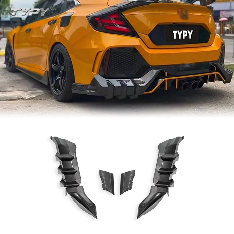 

MUGEN Style Body Kit Modified Rear Diffuser Fins Spoiler Splitter Rear Bumper Lip For civic Sedan Honda Civic TYPE-R 2016-2021