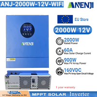2KW Hybrid Solar Inverter 12V MPPT Pure Sine Wave 230VAC Off Grid Photovoltaic Inverter 60A Solar Charger PV 160VDC with WIFI