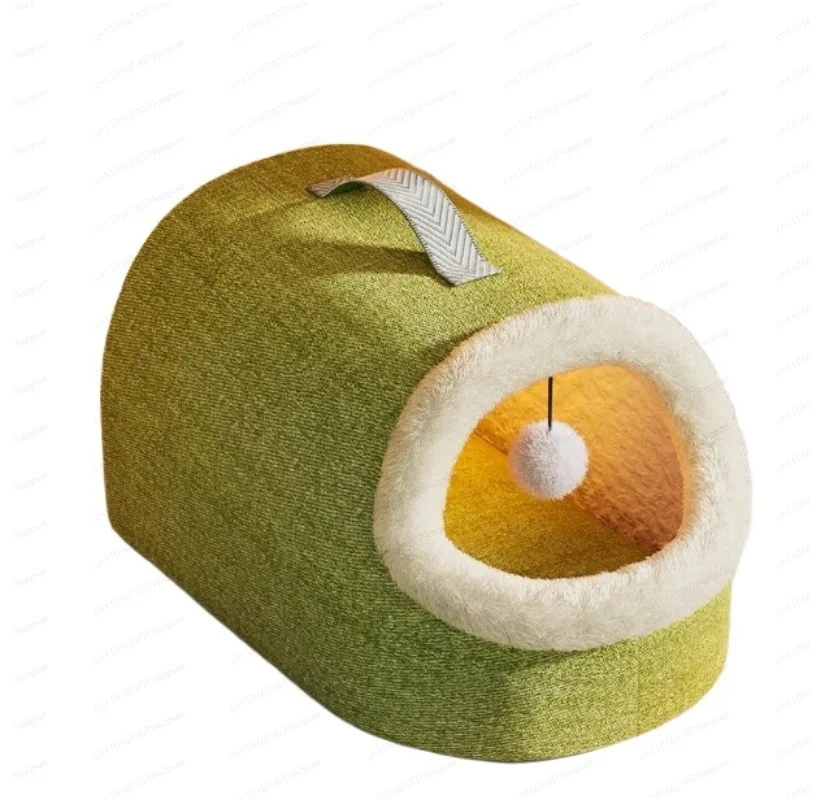 

Зимний домик с подогревом для кошек, закрытая теплая кошачья кровать с термостатом, безопасная электрическая подушка с подогревом для домашних кошек