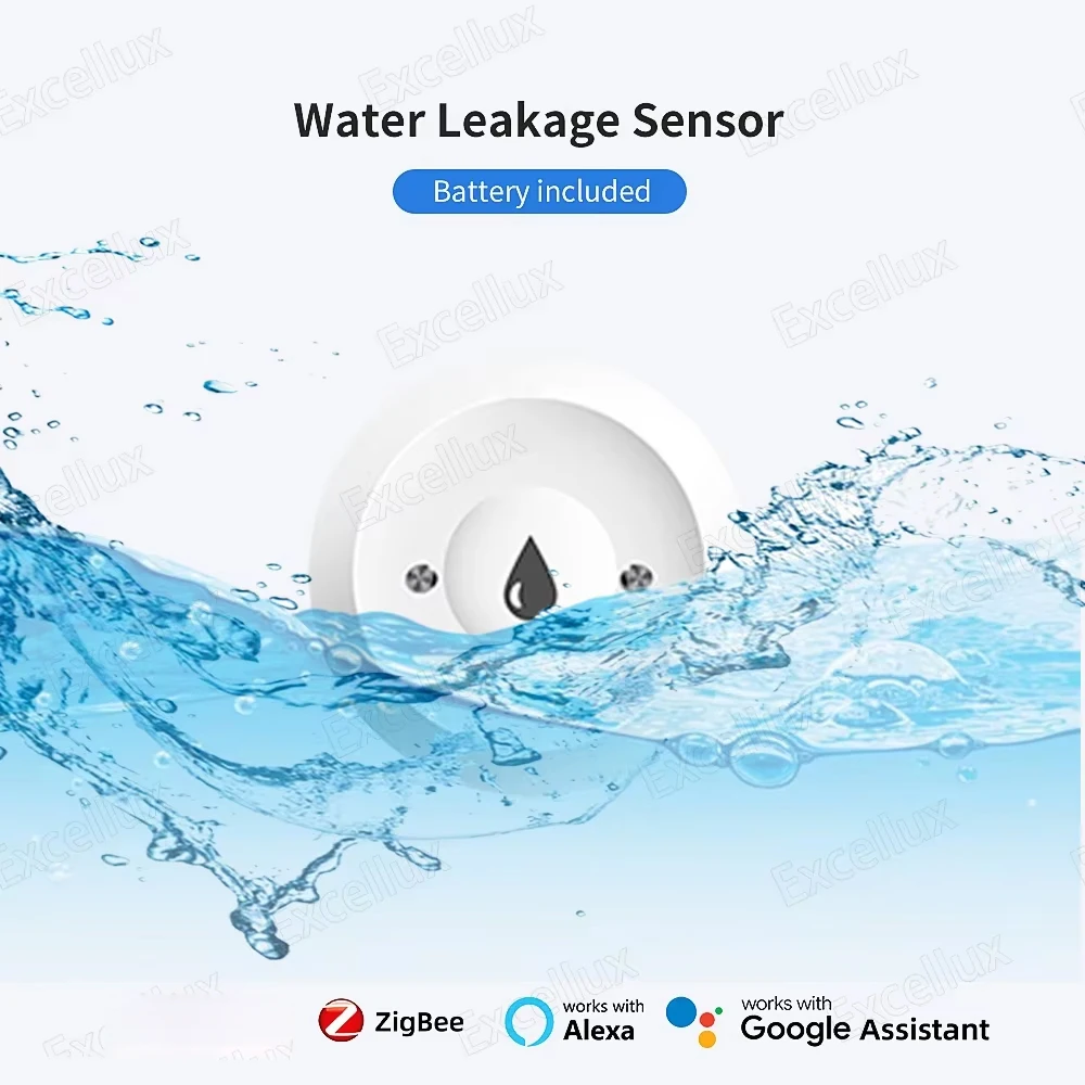 Zigbee เครื่องตรวจจับน้ํารั่วเซนเซอร์เครื่องตรวจจับการรั่วไหล Smart Home Security การตรวจสอบเวลาจริงสนับสนุน Home Assistant Z2Mqtt