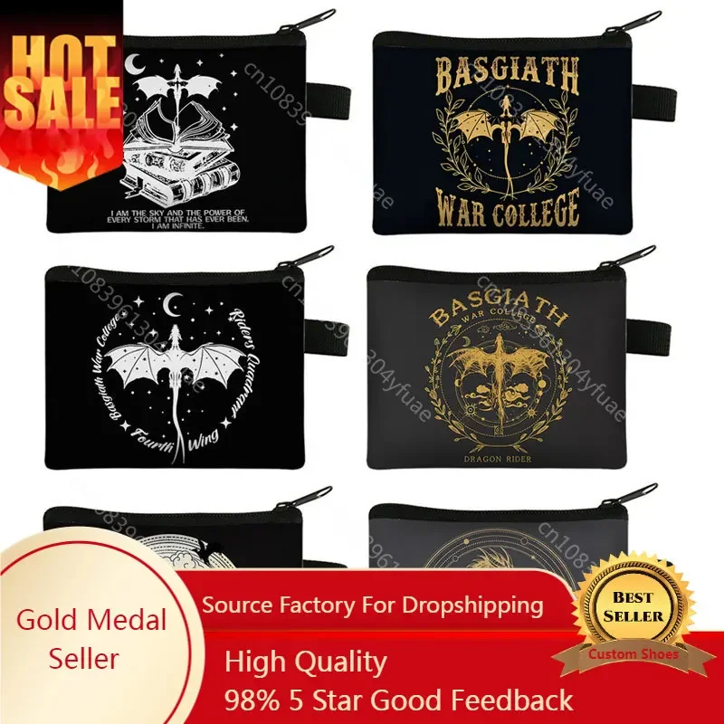 

Fourth Wing Coin Purse Basgiath War College Wallet Credit Card Earphones Holder Dragon Rider Coin Bag Violet Sorrengail Purse