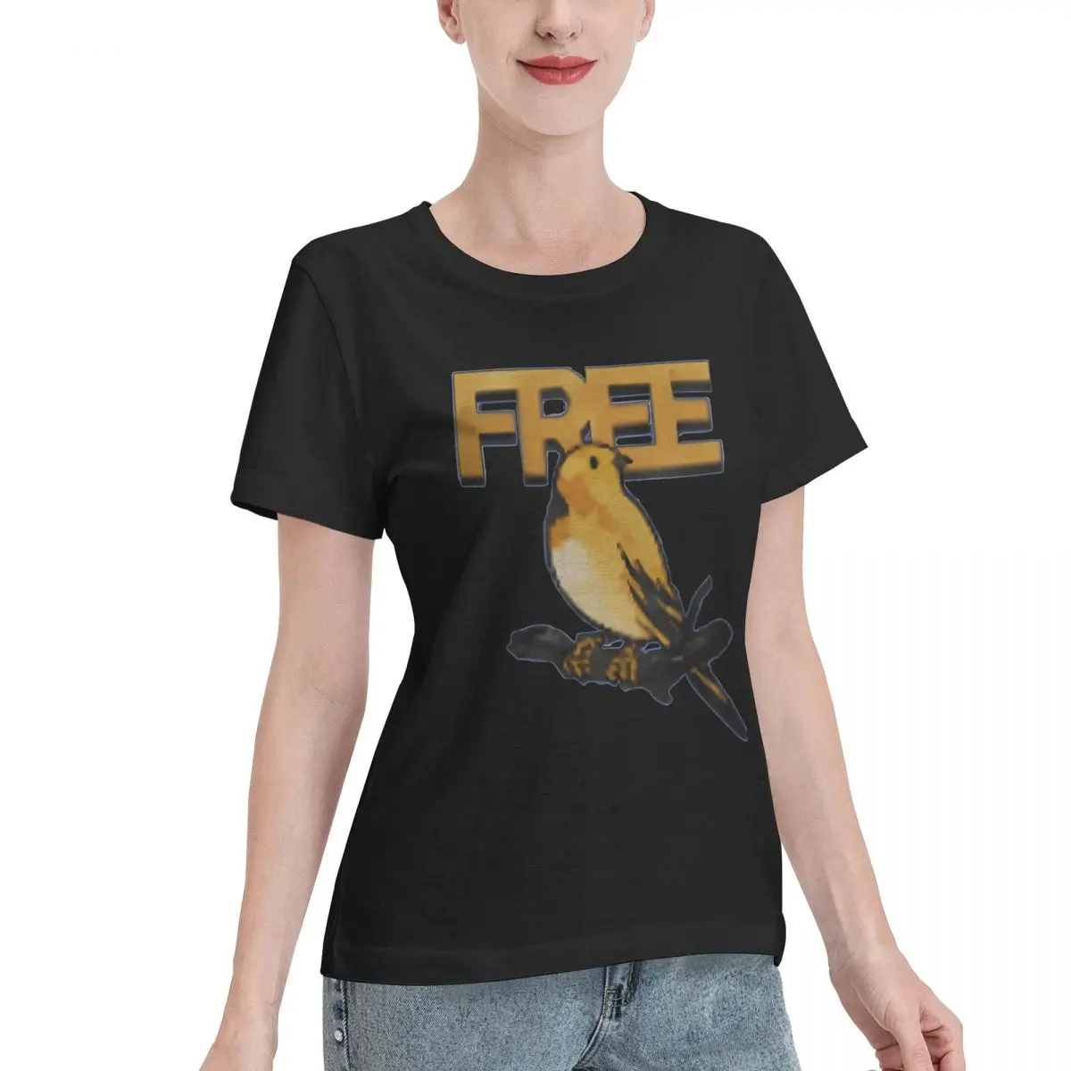 Wardrobe Essential Alex Chen Bird Women's T-shirt Korean Casual Blank T Shirt