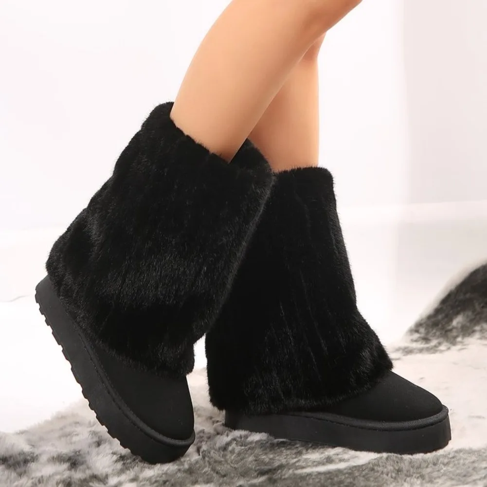 New Winter Snow Boots Women's Thick Sole Fur Integrated Short Boots with Plush and Thickened Anti Slip and Warm Cotton Shoes