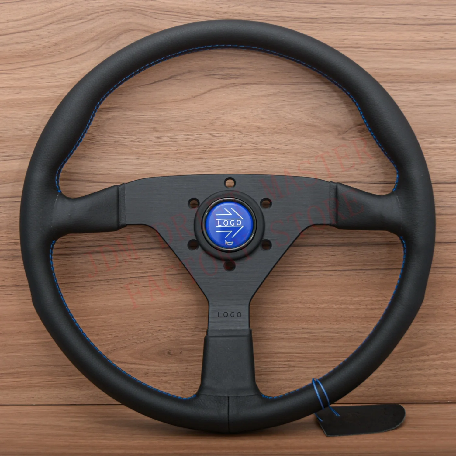 High Quality 14'' JDM Racing Montecarlo Sport Steering Wheel Modified Gaming Leather Steering Wheel Blue/Yellow Line