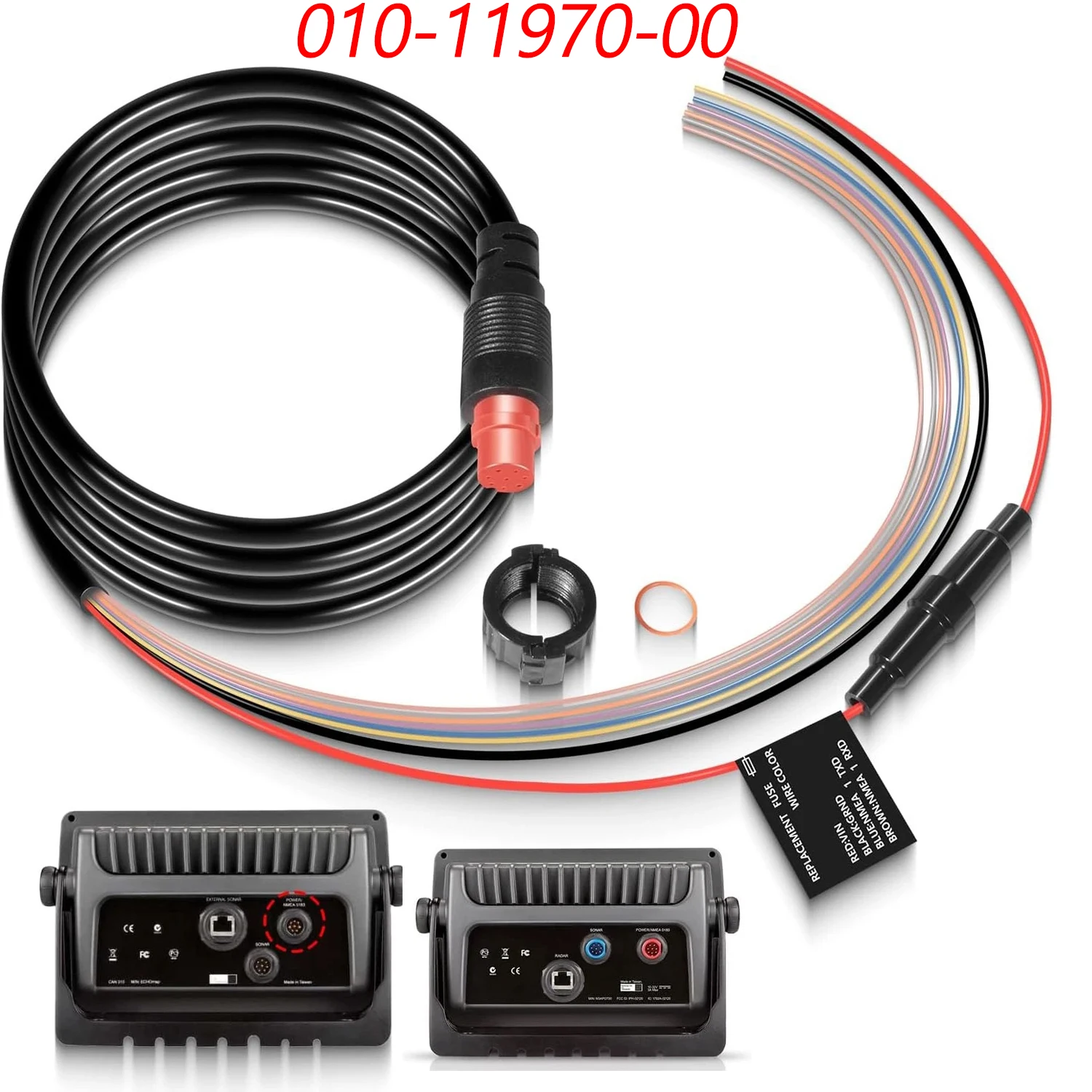 Câble d'alimentation TML 8 broches 010-11970-00 compatible avec les séries Garmin echoMAP 50dv/50s/70dv/70s et GPSMAP 527xs/547/547xs/741/741xs