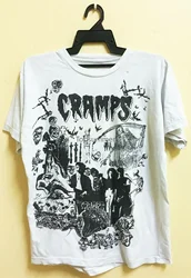 Camiseta promocional do concerto Cramps Punk Rock Psychobilly Tour Vintage 80S