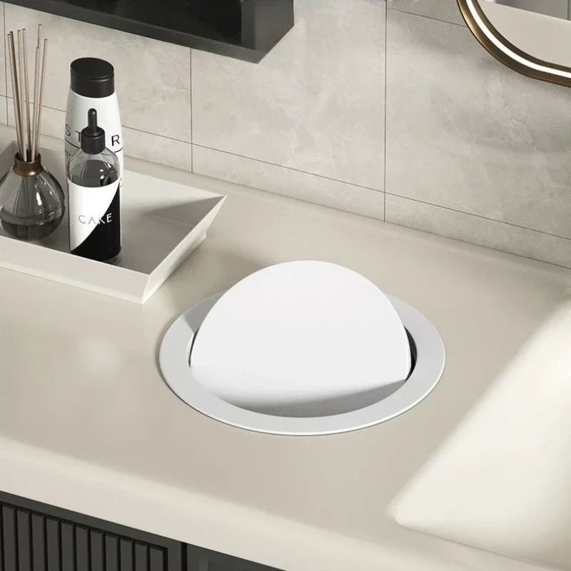 

Built-in Countertop Trash Can Stainless Steel Embedded Trash Bin Large Capacity Kitchen Garbage Bins with Lid Clean Accessories