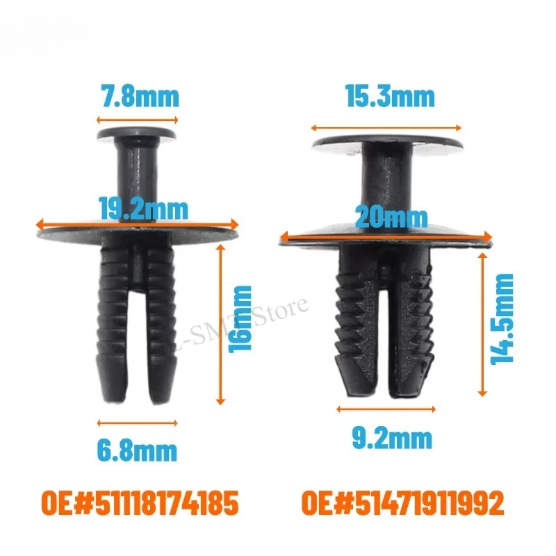 20PCS OE#51118174185 51471911992 Bumper Trim Wheelhouse Liner Push-Type Retainer Clip Rivet Compatible with BMW