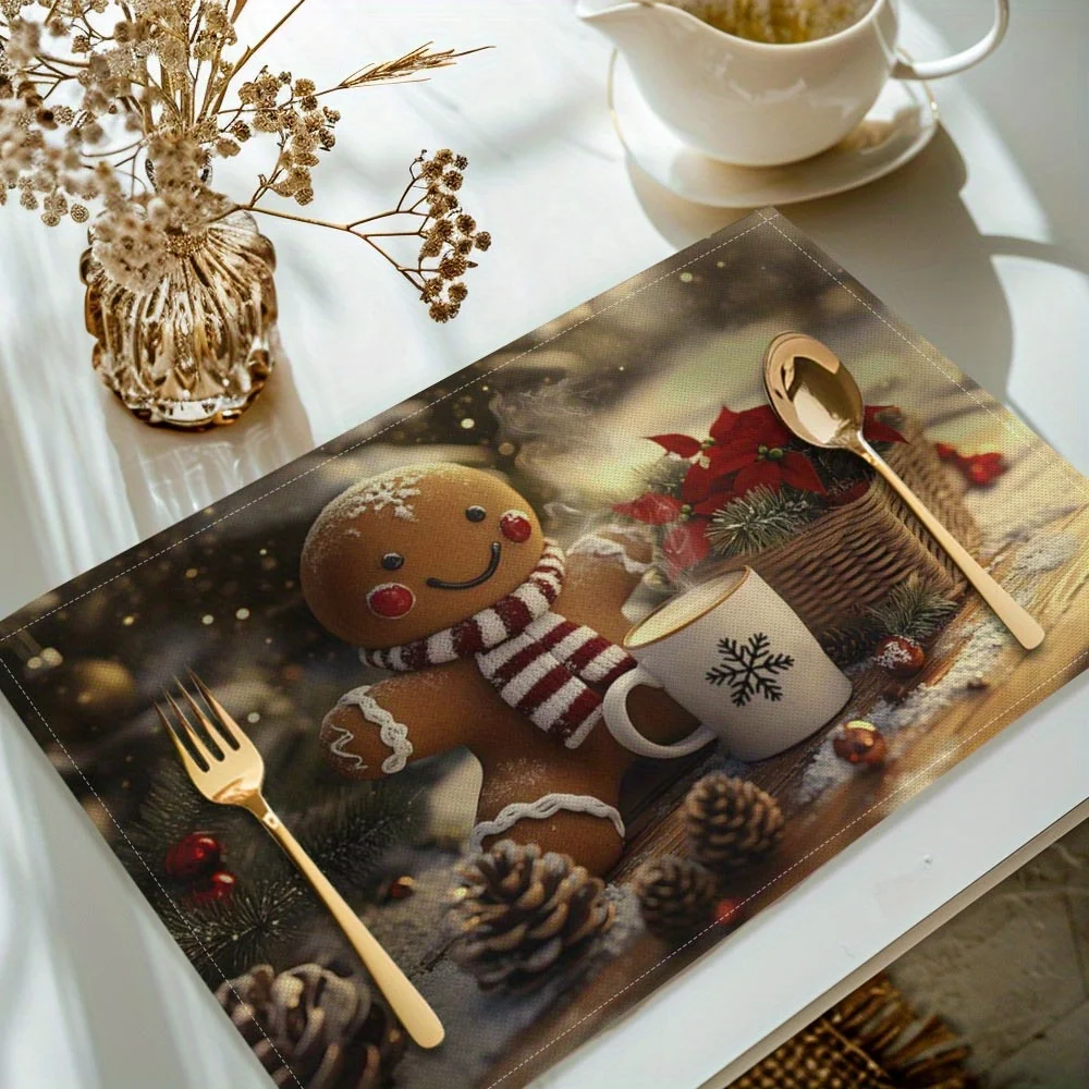 Christmas Gingerbread For Man Digital Print Kitchen Table Decoration, , Table Runner, Placemats
