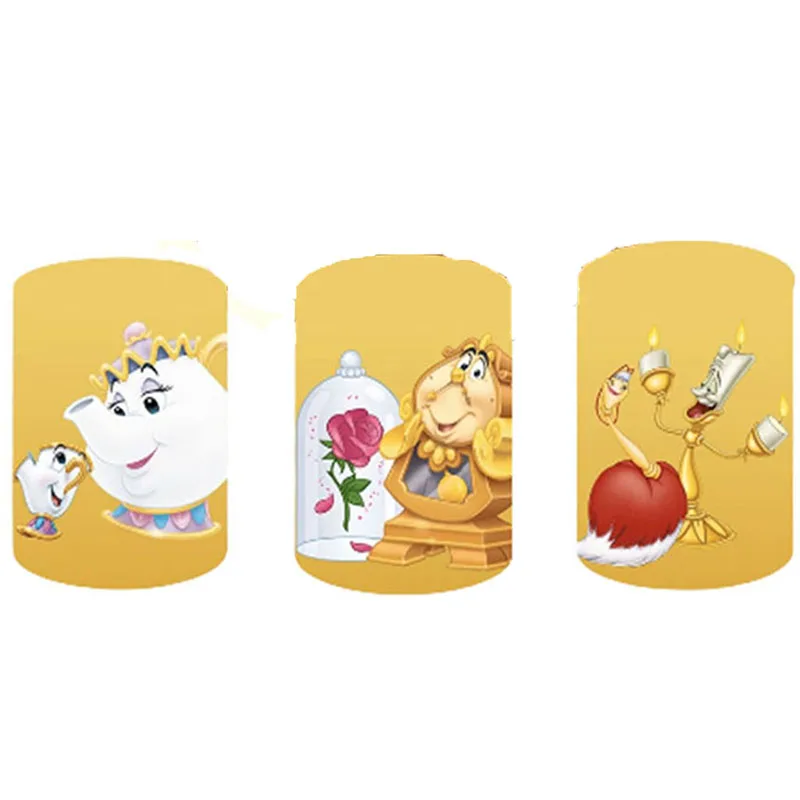 Princess Belle Circle Backdrop And 3 Cylinder Covers Background For Photography Baby Shower Girl Birthday Party Decoration