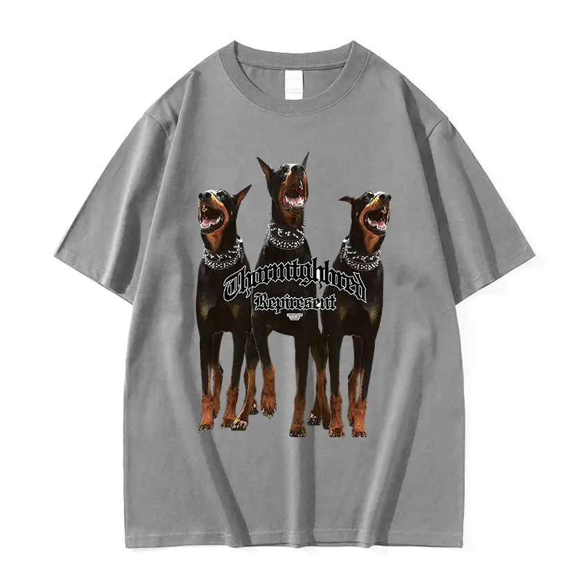 Men\'s Hip Hop Trend T Shirt Funny Rottweiler Doberman Graphic Print T-shirts Summer Men 100% Cotton Oversized T-shirt Streetwear