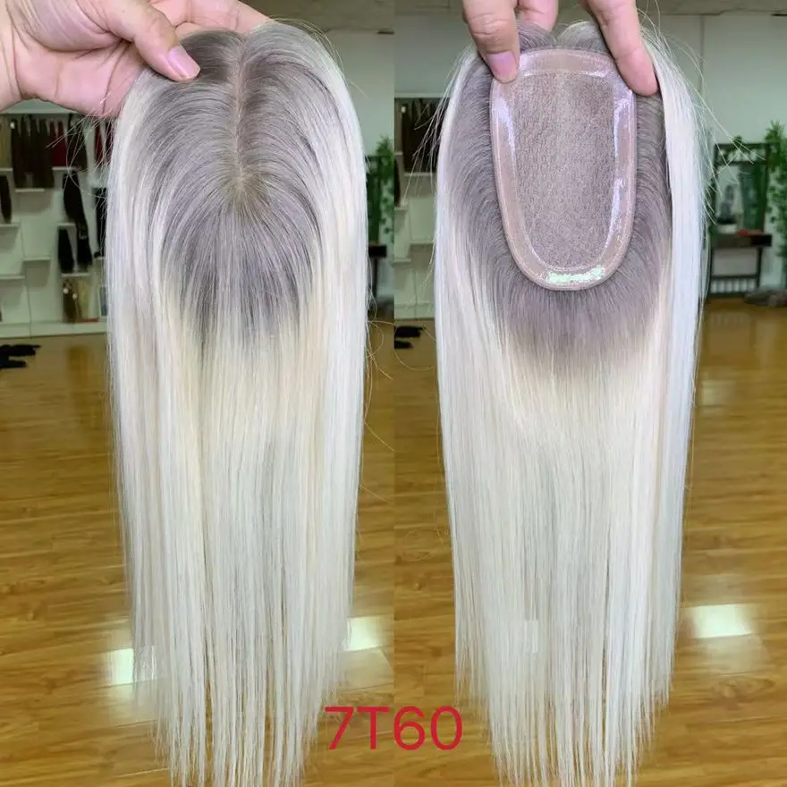 3*5 inch Size Silk Base Lace Toppers European Raw Hair Women Toupee Invisible Free Part Hair Toppers Hair Extension