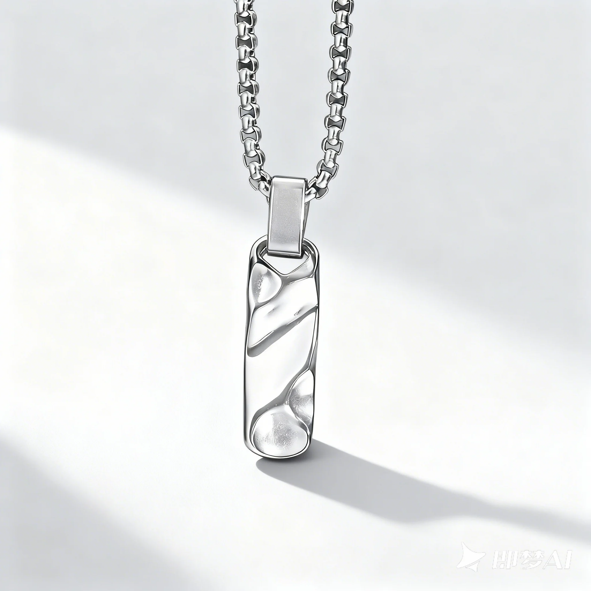 Geometric Small Pendant Necklace Unisex Stainless Steel Wrinkle Fold Design Fashion Jewelry