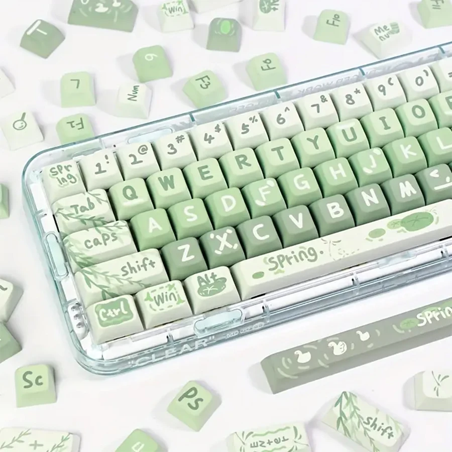 

Keycaps PBT Material Mechanical Keyboard Keycap Sublimation Process Heat Transfer Process Spring Green Theme Color Pattern