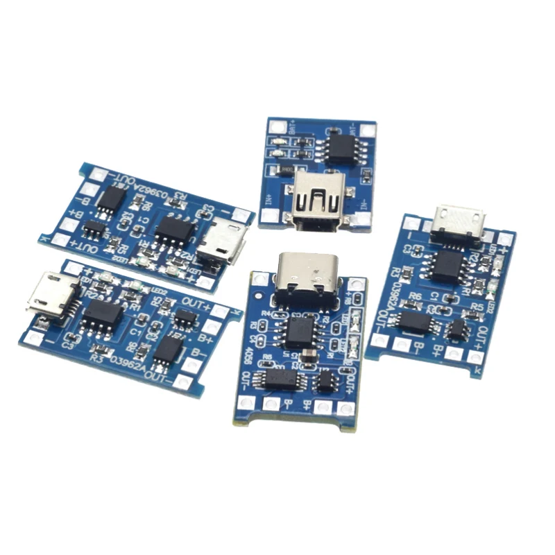 type-c/Micro USB 5V 1A 18650 TP4056 Lithium Battery Charger Module Charging Board With Protection Dual Functions 1A Li-ion