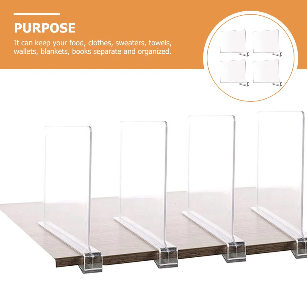 

4 Pcs Wardrobe Divider Closet Storage Transparent Dividers Clear Shelf Separators Bags Shelves