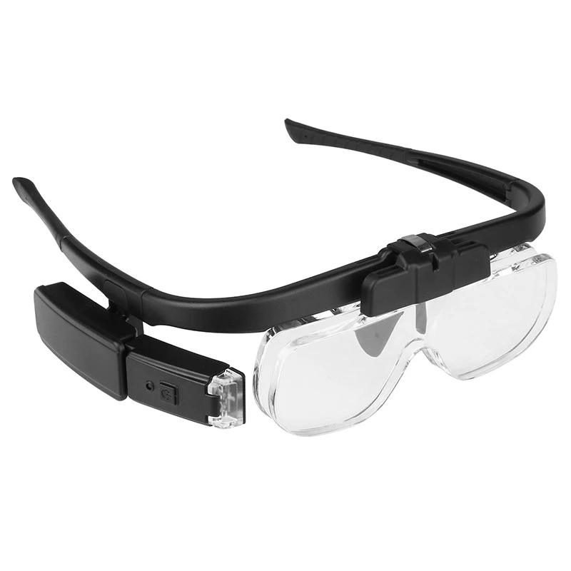 Head Mount Magnifying Glasses Hands Free Headband Eyeglasses Magnifier Rechargeable for Reading Watch Repair