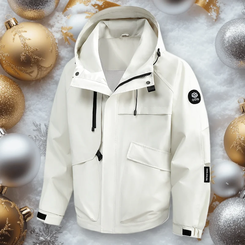 

Autumn Windbreaker Men Single Outdoor Sports Coat Casual All-match Mountaineering Suit Hooded Solid Color Waterproof Jacket Men