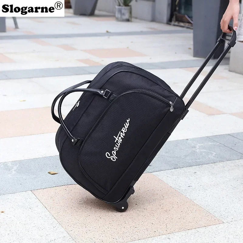 Men Large Capacity Travel Duffels Wheels Roll Luggage Bag Women Traval Trolley Bags Unisex Wheels Suitcase Handbag Travel Tote