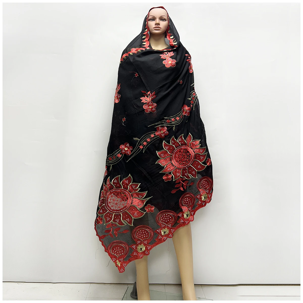 2025 New Hot Sale African Women 100% Cotton Hollow Out Devise Scarf Muslim Women Hijab Scarfs Big Size Cotton Scarf for Shawls