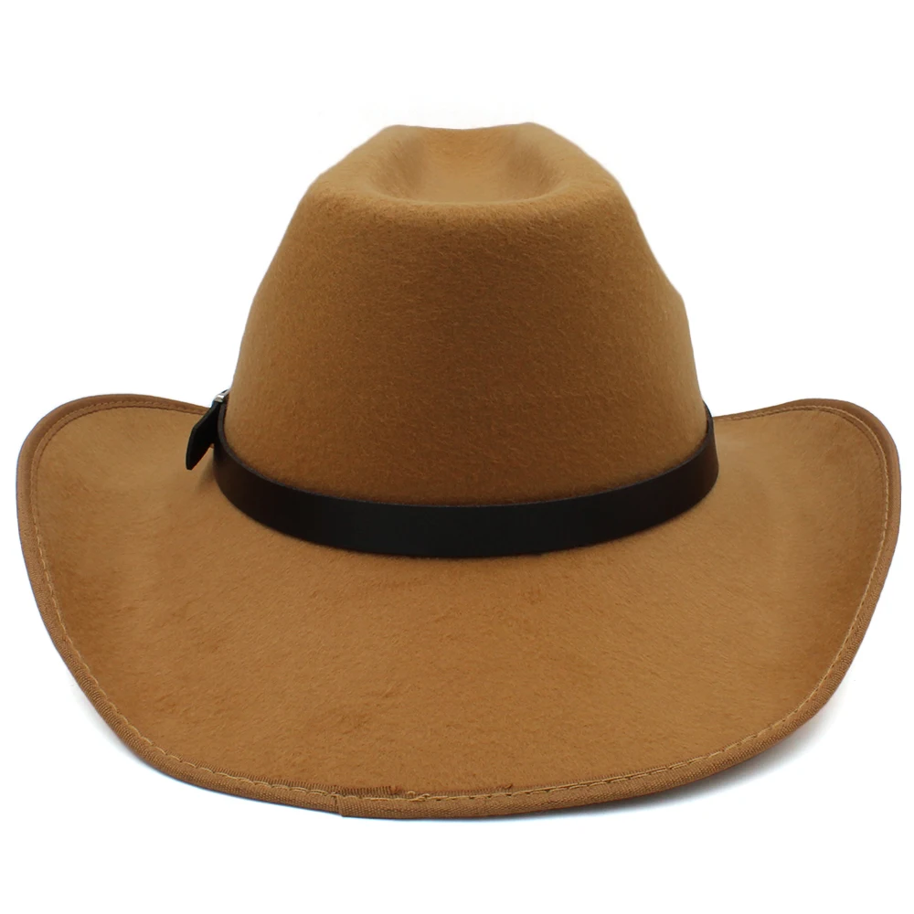 Men Women Woolen Western Cowboy Hats Wide Brim Sunhats Party Travel Sombrero Outdoor Caps Classical Retro US Size 7 1/4 UK L