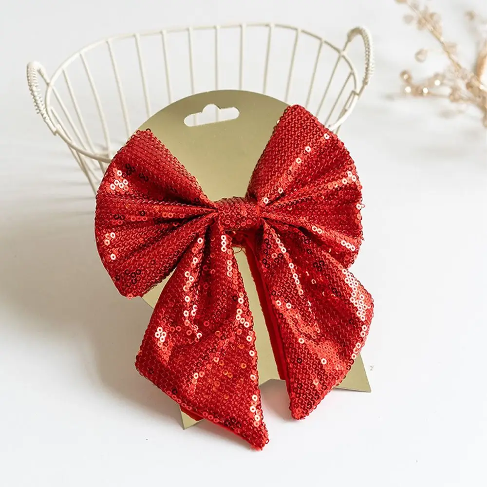 Large Sparkling Glitter Christmas Bow DIY Exquisite Christmas Tree Bowknot Ornaments Cartoon Rustic Merry Christmas Decorations