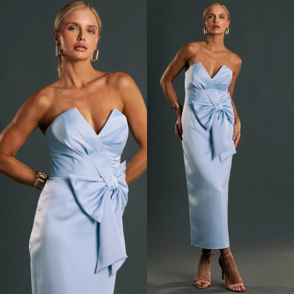 Customized Elegant Satin Sweetheart Evening Dress Exquisite Bow Prom Dresses High Quality Special Occasion Gowns
