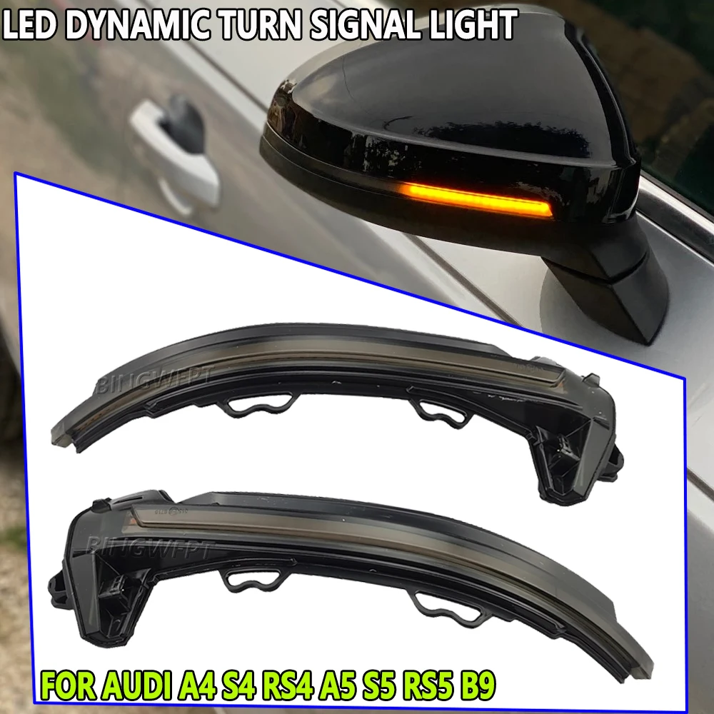 Car Dynamic Blinker LED Turn Signal Light For Audi A4 S4 RS4 B9 2016-2019 A5 S5 RS5 Side Wing Rearview Mirror Indicator Lamp