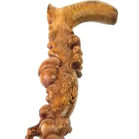 Hand carving A cane Chicken Wing Wood walking sticks Black Sandalwood Shoutao Integrated Crutches Red Wood Carving Crutches