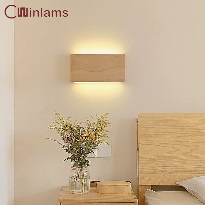 led-solid-wood-one-side-two-side-light-wall-lamp-bedroom-bed-wood-color-wall-light-living-room-study-aisle-square-lighting