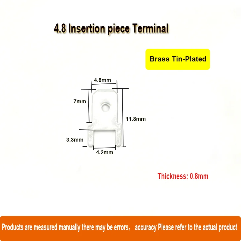 100Pcs 2.8mm/4.8mm/6.3mm Inserts Plug male Terminal PCB Solder lug thickness 0.8 two legs ,PCB welding sheet 2.8 4.8 6.3