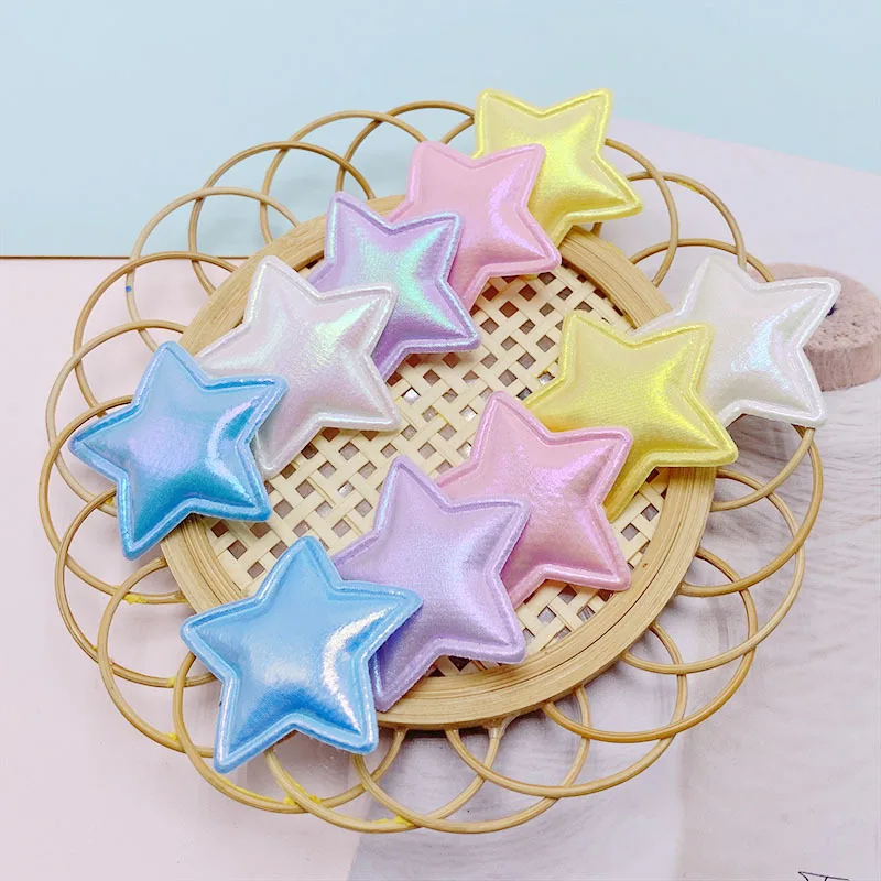 50 szt. 3.5CM PU Star wypchane aplikacje do DIY spinka do włosów dla dzieci akcesoria do odzieży nakrycia głowy naszywki