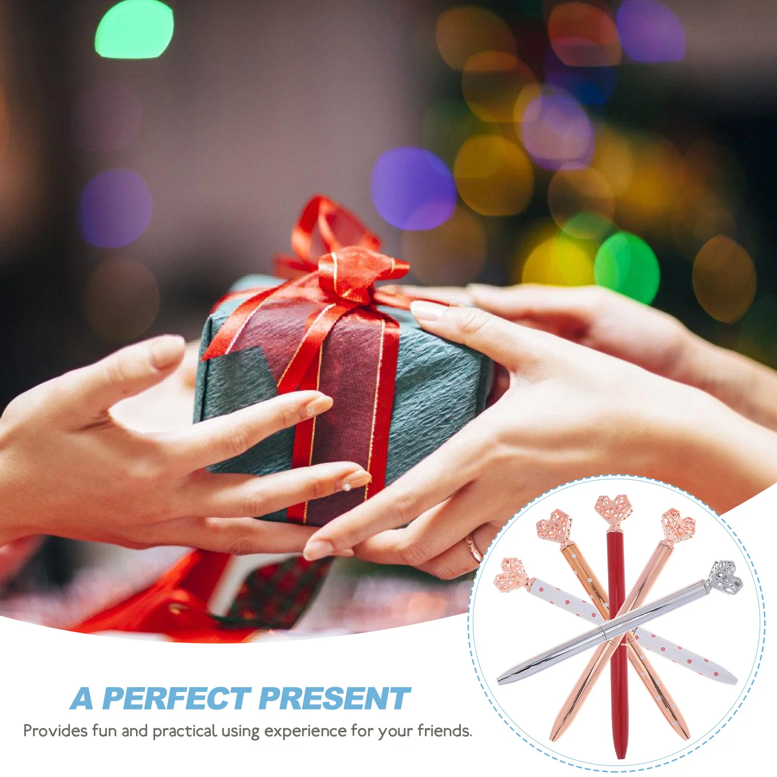 

5Pcs Smooth Writing Ballpoint Pens Heart Shaped Metal Design Ideal for School Stationery Greeting Cards Journals Diaries