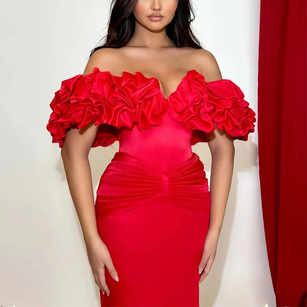 Flechazo – robe de soirée plissée, épaules dénudées, gaine, longueur au sol, fente au dos, lacets et fermeture éclair, robes de soirée personnalisées pour femmes