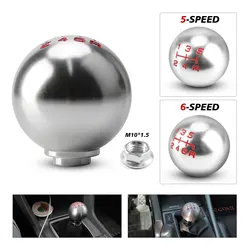 5/6 Speed Car Automatic Manual Gear Shift Knob with M10 Adapter Silvery Round Ball Stick Shift Heads Replacement Shifter