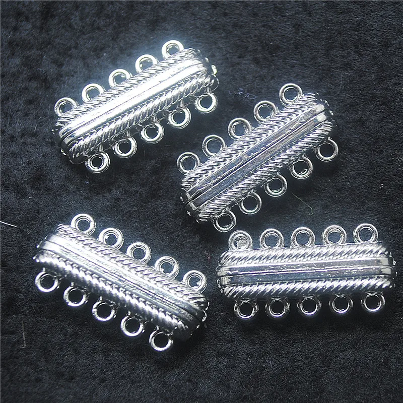5PCS Metal Connectors Alloy Material 5 Rows Silver Colors With Magnetic DIY Jewelry Accessories