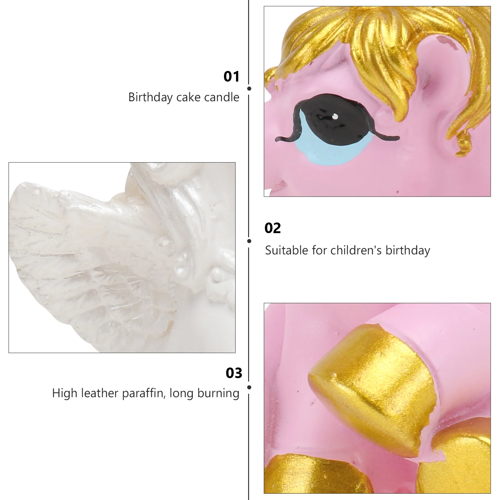 

2Pcs Birthday Colorful Unicorn Shape Sturdy Elegant Steady Flame for Cake Party Colorful Unicorn Shape Candles