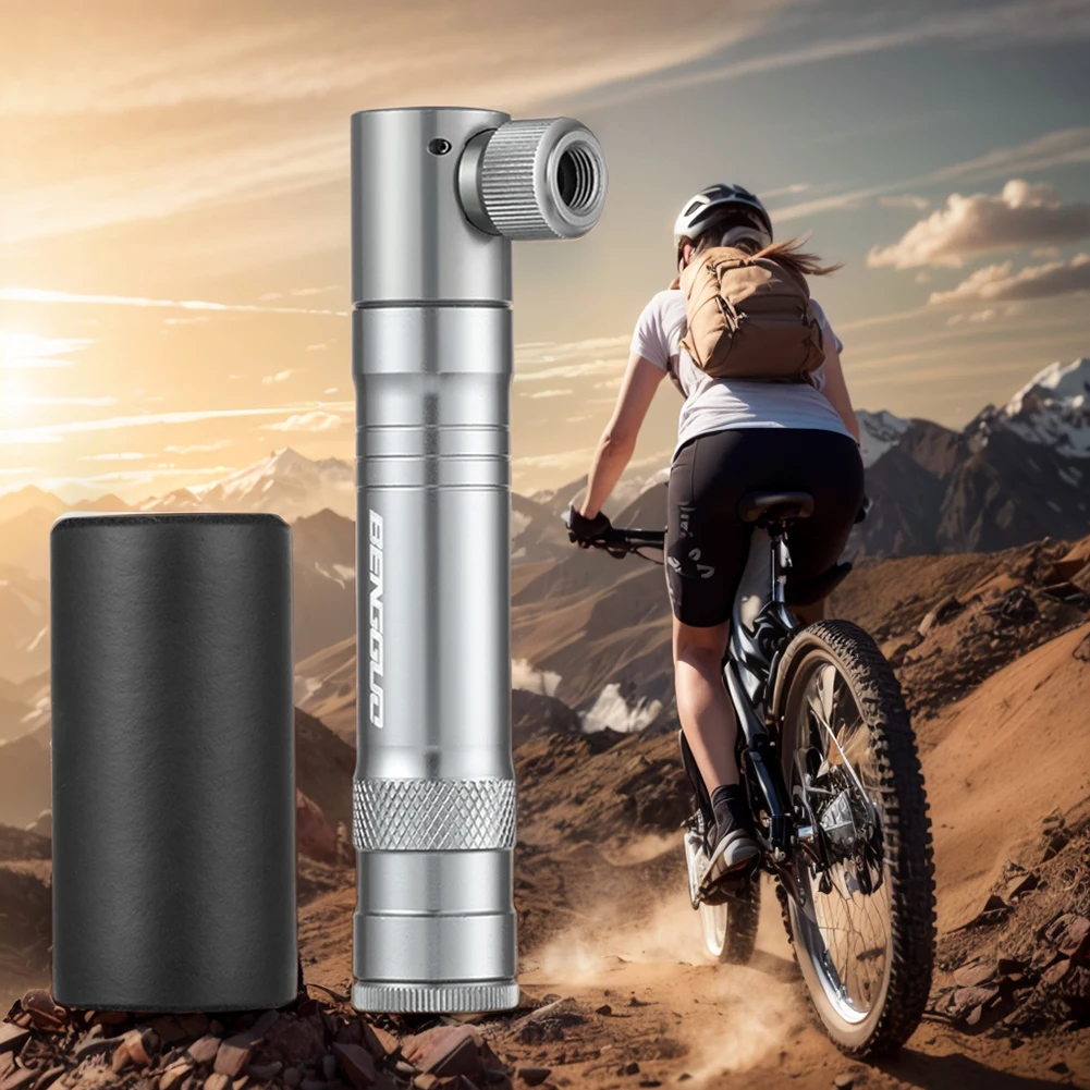 مضخة دراجة CO2 مع أداة إصلاح الإطارات بدون أنابيب شريدر وصمام منفاخ إطارات الدراجة CO2 من سبائك الألومنيوم لدراجة الطريق الجبلية