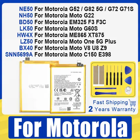XDOU Battery For Motorola Moto One E1 F3 F3C V8 U8 Z9 V9 U9 V10 G22 G52 C150 G60S G72 G82 G100 EM25 EM325 ME865 XT875 EdgeS Plus