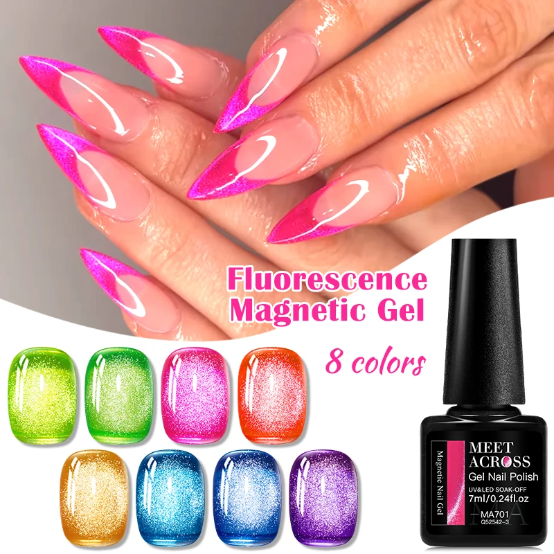 ミートアクロス 7 ミリリットル蛍光猫磁気ジェルネイルポリッシュグリッターキラキラ情熱的な夏のフルーツシリーズジェルネイルアートワニス