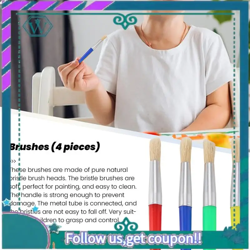 

Upgraded 9 Pcs No Spill Paint Cups Set With Paint Brushes And Paint Tray Palette, Paint Cups With Lids For Kids Art Painting