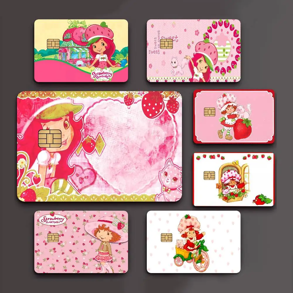S-Strawberry S-Shortcake Diy Credit Debit Card Sticker Party Sticker Decoration Waterproof Small Chip Card Skin Sticker