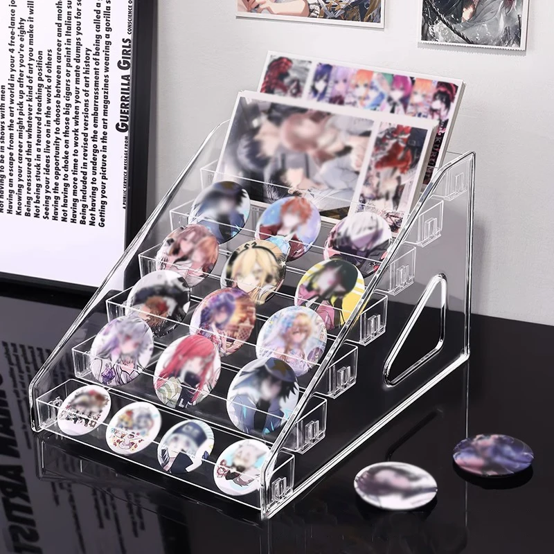 Transparent Card Display Stand Storage Rack Cosmetic Organizer Tray Nail Polish Toy Display Holder Stepped Lipstick Desk Storage